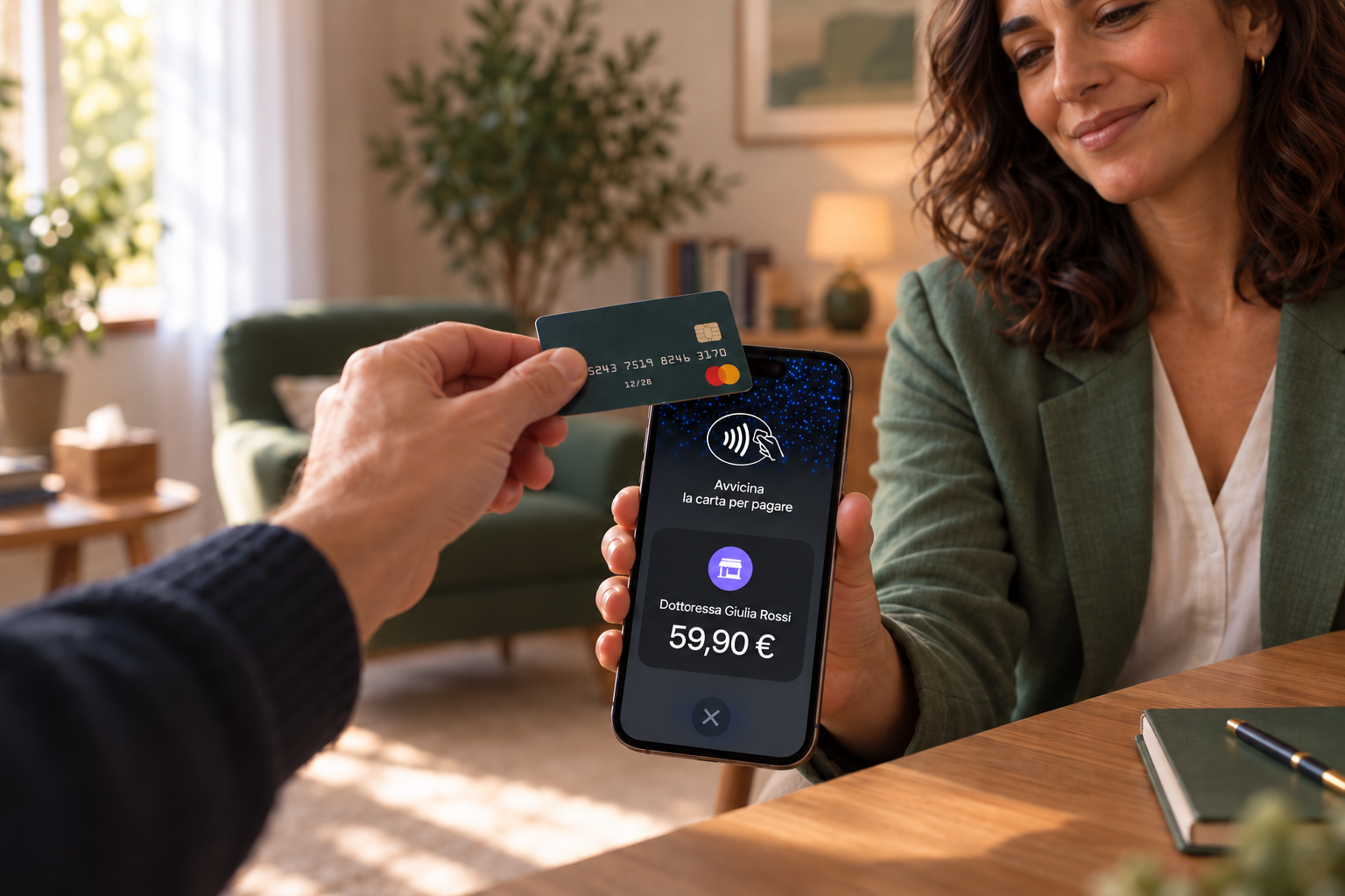 Una psicologa incassa una seduta con Tap to Pay sul proprio smartphone